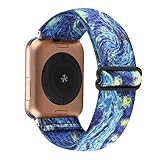 Adjustable Elastic Watch Band Compatible with Apple Watch 38mm 40mm 41mm, Nylon Stretchy Solo Loop Bracelet Women Replacement for iWatch Series SE/7/6/5/4/3/2/1 (Starry Sky, 38mm/40mm/41mm)