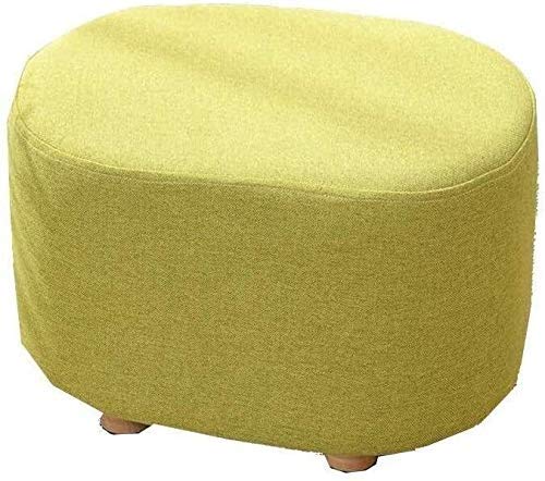Reposapiés de lino natural, taburete de sofá suave y cómodo y asiento de banco de madera, elegante banco de zapatos verde para extremo de cama, diseño casual de madera maciza