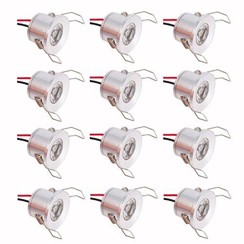 Yaeer Mini-LED-Einbauleuchte, Einbauleuchte, Unterschrank, mit Adapter, warmweiß, 3000 K, silberfarben, 12 Stück Cover