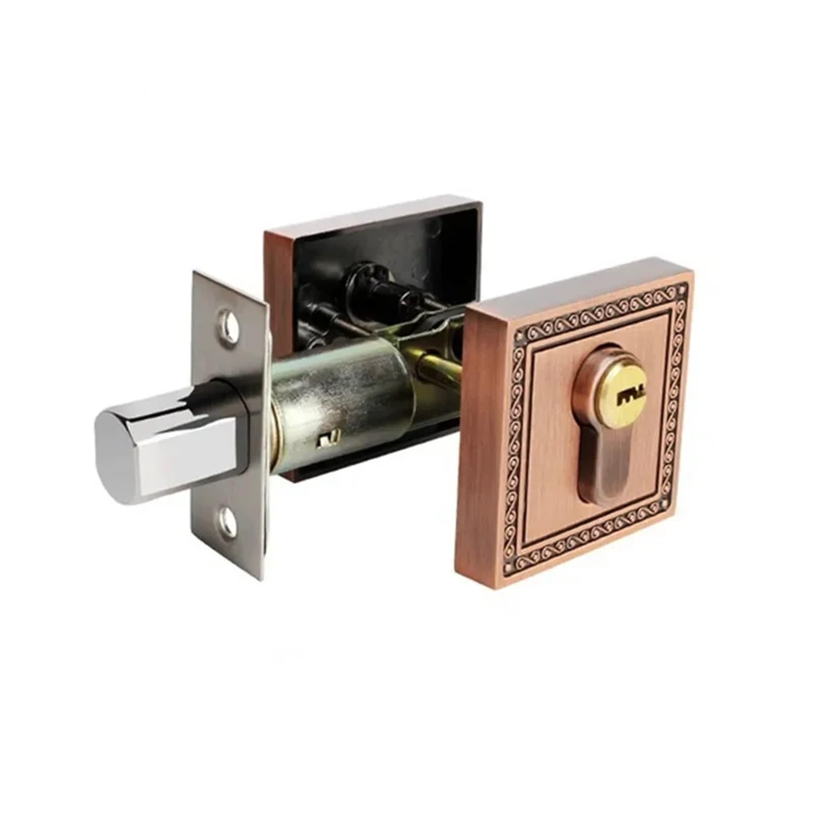 Wtgyxfdhdt Red Bronze Square Door Lock With Dead Bolt For Exterior Or Interior Doors(Red Bronze)