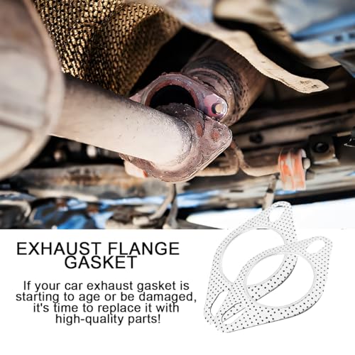 Image of Mandark 2PCS Car Exhaust Gasket, 2.5 Inch Vehicle Exhaust Flange Gasket with 2-Bolt, Automotive High Temp Exhausting Manifold Gasket Accessories, Universal for SUV, Sedan, Truck