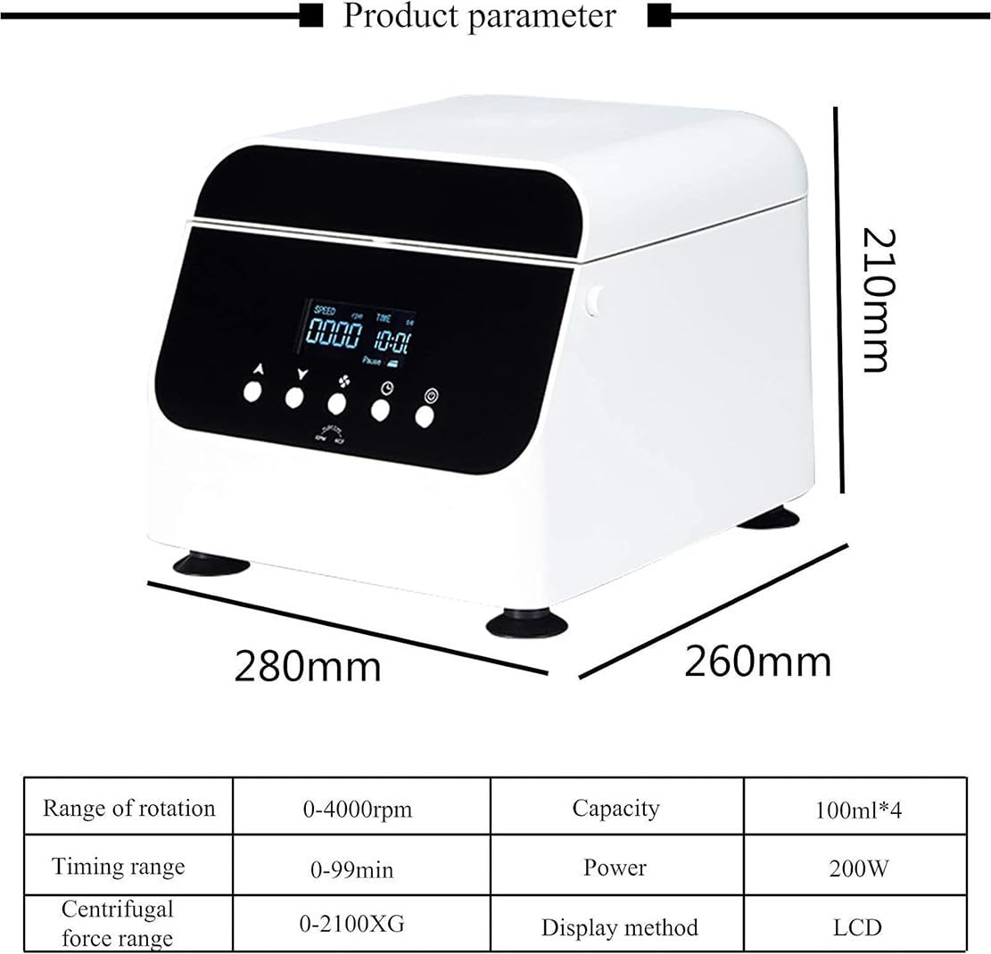 Máquina Centrífuga De Sobremesa De Laboratorio Con Pantalla LCD, Centrífuga De Baja Velocidad 4000Rpm Con Visualización De Velocidad Y Tiempo, Uso Prp Prf Para Tubos Vacutainer Y Centrífuga,50ml*6