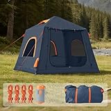 2-3 Person Inflatable Camping Tent, Waterproof Blow Up Tent with Electric Air Pump for Easy Inflation Setup, Portable Outdoor Glamping Tent for Adults Camping & Hiking，Grey