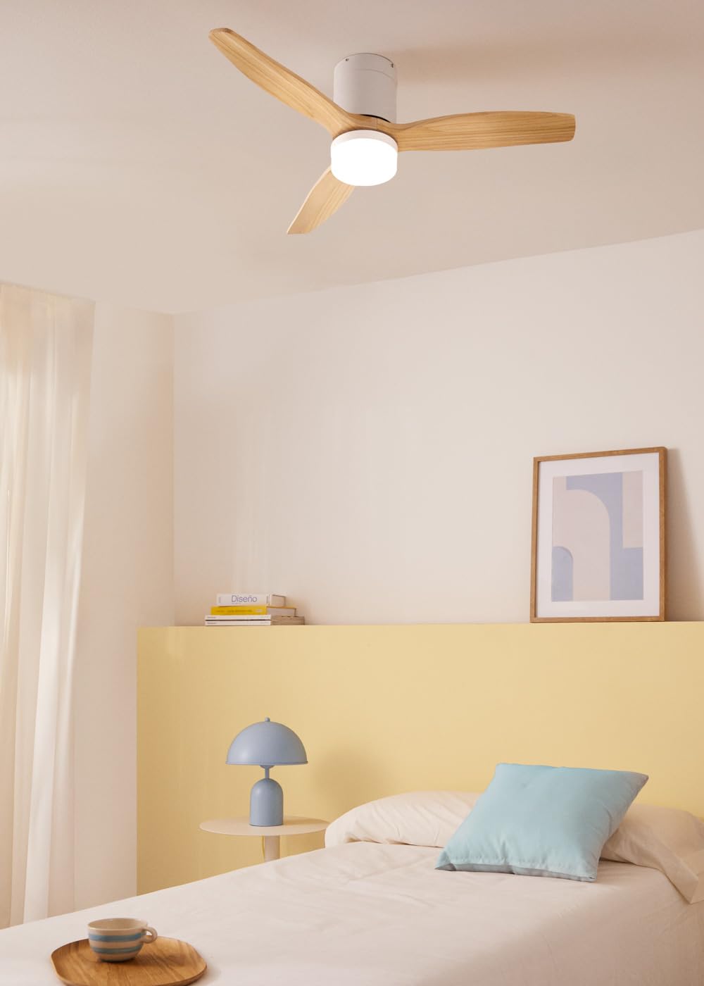 CREATE / WINDCALM S/Ventilador de techo ABS con luz blanco aspas efecto madera clara con mando / 40W, Silencioso, Ø112 cm, 6 velocidades, 3 temperaturas de luz, temporizador, función verano-invierno — view 2
