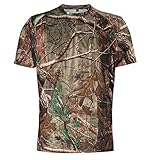 Wisdom Leaves Men's Short Sleeve Camo T-Shirt,Lightweight Performance Tee for Hunting Hiking Fishing