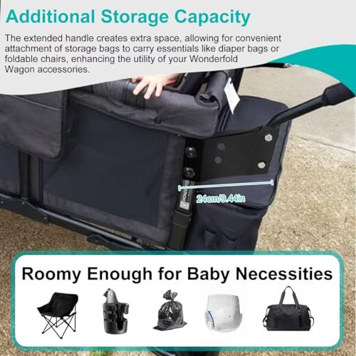 Image of Baby Stroller Accessory - Ergonomic Handlebar Extension Compatible with Original W4 Stroller Wagon, Enhances Comfort, Maneuverability & Storage, Prevents Foot Interference, Secure & Easy Installation