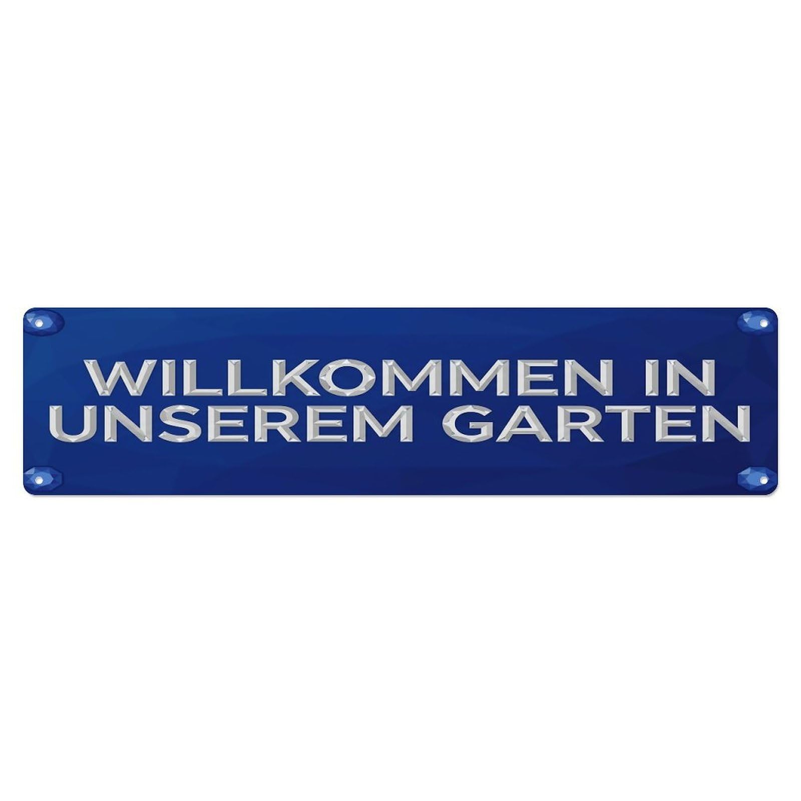 Vintage Welcome to Our Garden Sapphire Blue Metal Tin Sign