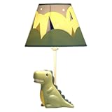 Kids Table Lamp&comma; Dinosaur Lamp Design Bedside Table Lamp&comma; 13 Inch Tall Desk Lamp with Barrel Lampshade for Boys Bedroom Décor&comma; Come with an LED Bulb &lpar;Green Dinosaur&rpar;