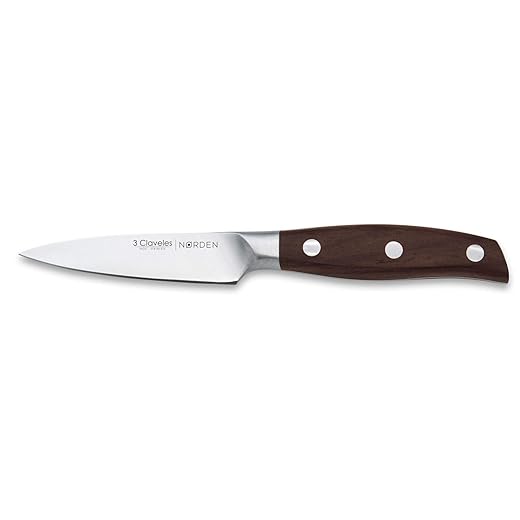 3 Claveles Nørden - Cuchillo De Cocina Forjado Verduras 9 Cm. 3.5' Acero Inox. Mango Madera Roble