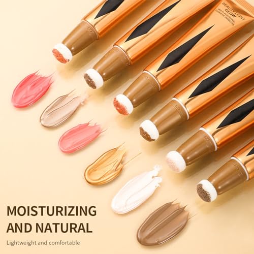 3 Pcs Contour Stick, Makeup Set - Liquid Contour, Liquid Highlighter, Liquid Blush - Long Lasting Natural Weightless Buildable Contour Wand Liquid Bronzer Beauty Wand Highlighter Makeup - Image 6
