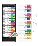 Mr. Pen Daily Schedule Pocket Chart, 13+1 Pockets, 26 Double Sided Reusable Cards (13 Colored+13 Blank), 12.8'x35', Classroom Schedule Chart