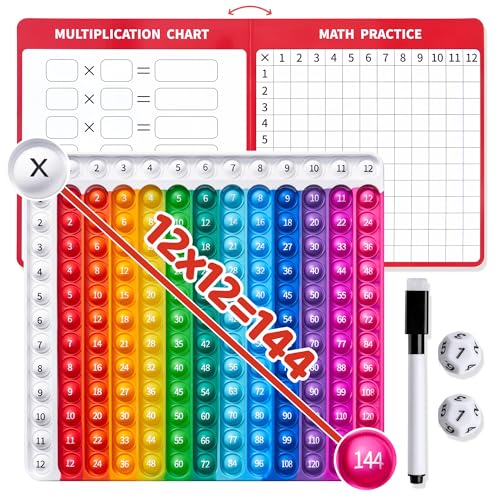 JoyCat Multiplication Chart 9.8 x 10.2in Fidget Toys Times Table for Kids Math Manipulatives Kindergarten 1st 2nd 3rd 4th 5th Grade Stress Relieving
