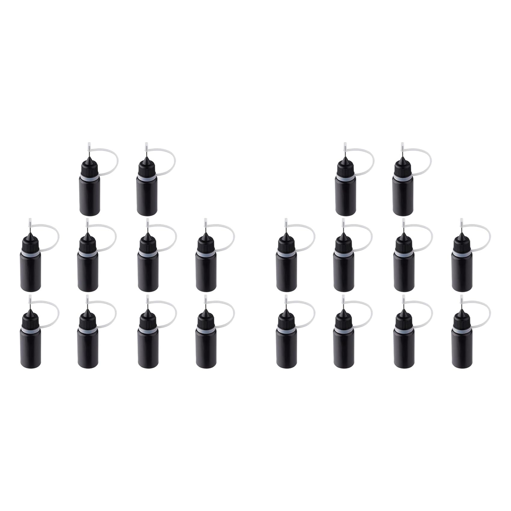 Jooehyer Black 20Pcs Precision Tip Applicator Bottles Metal Needle Plastic Bottle 10Ml Precision Tip Applicator Bottles