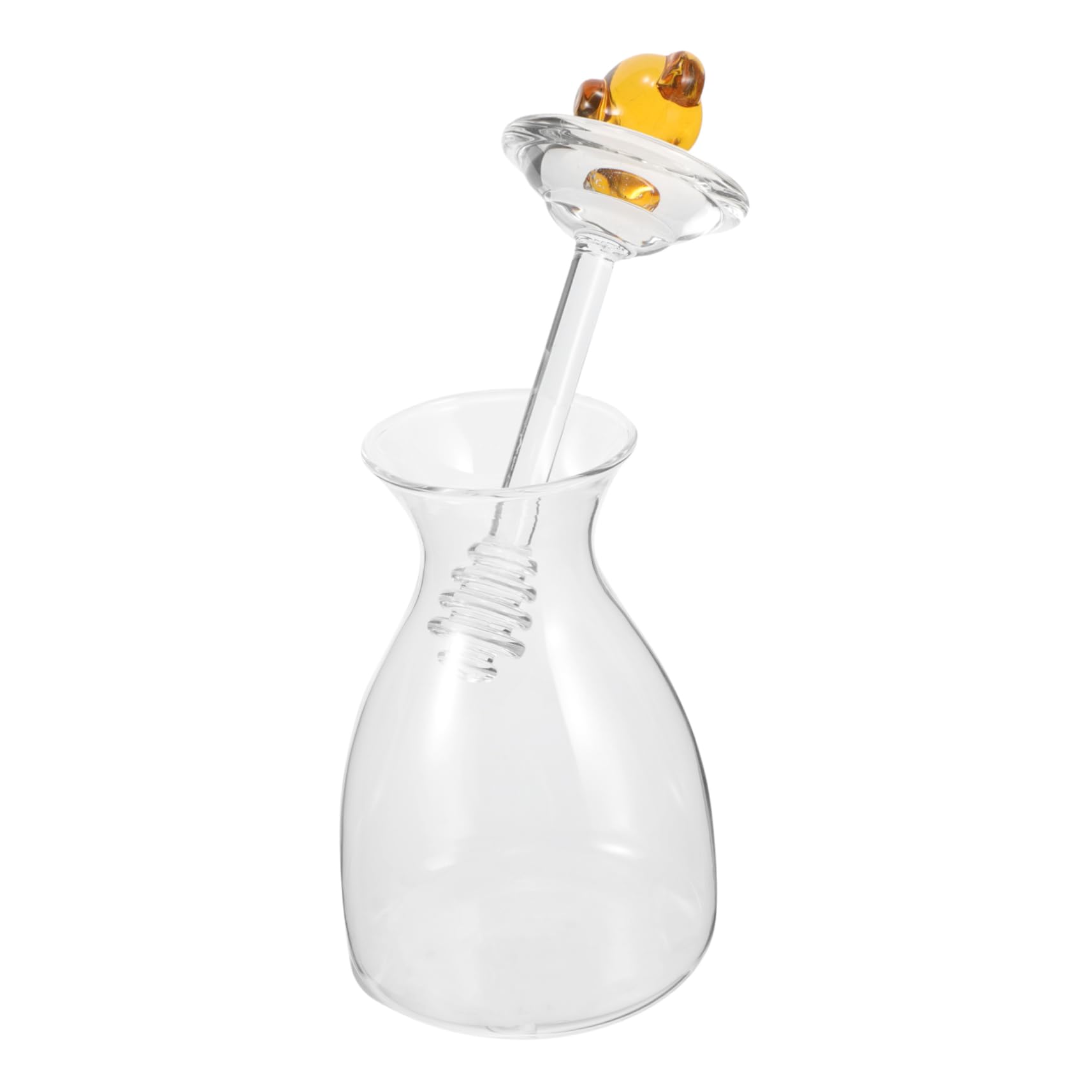 Cabilock Glass Honey Dispenser Jar with Lid Creative Honey Container with Dipper for Syrup Storage and Serving for Home Kitchen and Dining