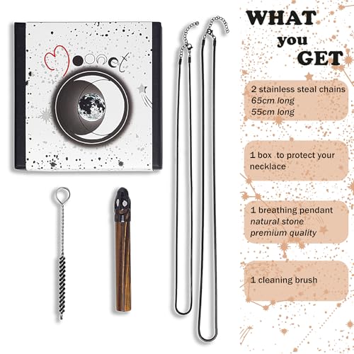 Moonet Breathing Necklace for Anxiety - Gemstone Necklace, Anxiety Necklace, The Calm Necklace, Meditation Necklace, Mindful Breathing Necklace, Anxiety Relief Necklace, Anxiety Necklace Breathing4