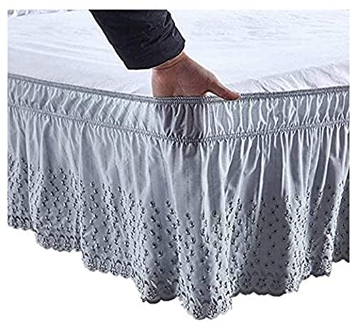 Bedding Valances Bed Skirt Single/Small Double/Double Bed/King Size/Super King Bed Skirt White/Grey Bed Skirts & Valances Elastic Dust Ruffles Bedskirts (Color : B, Size : 150x200x45cm)