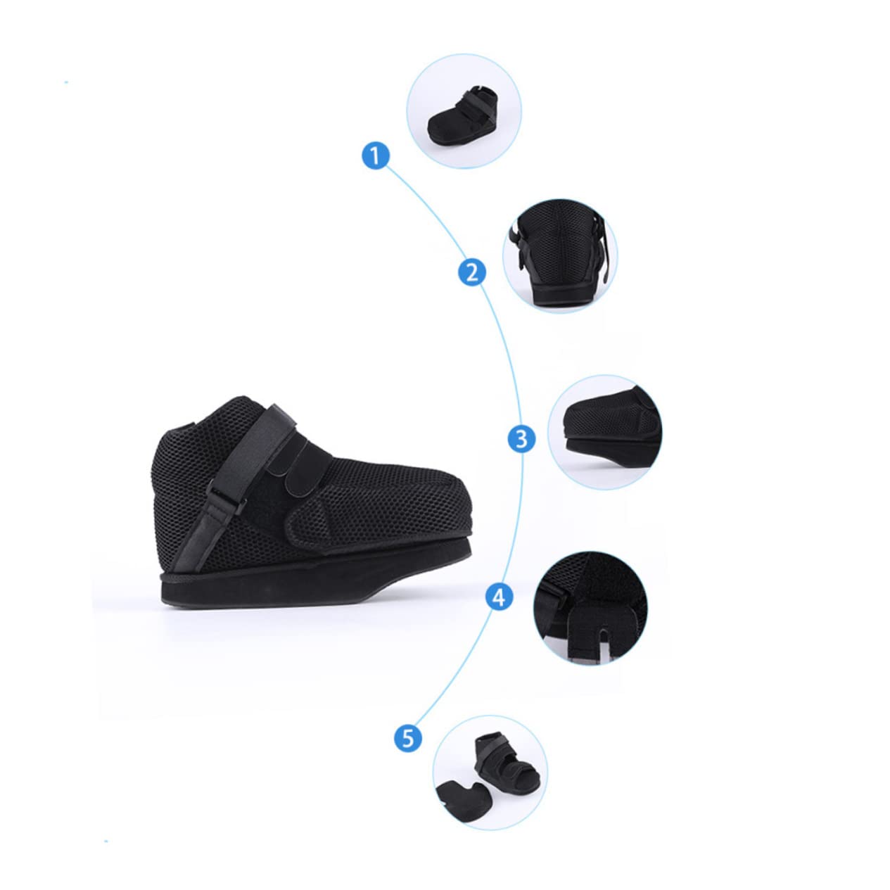 PERSELOSO Postoperative Foot Decompression Boots for Broken Toe Adjustable Xl Supportive Walking Shoes for Fractures Comfortable Sole for Relief