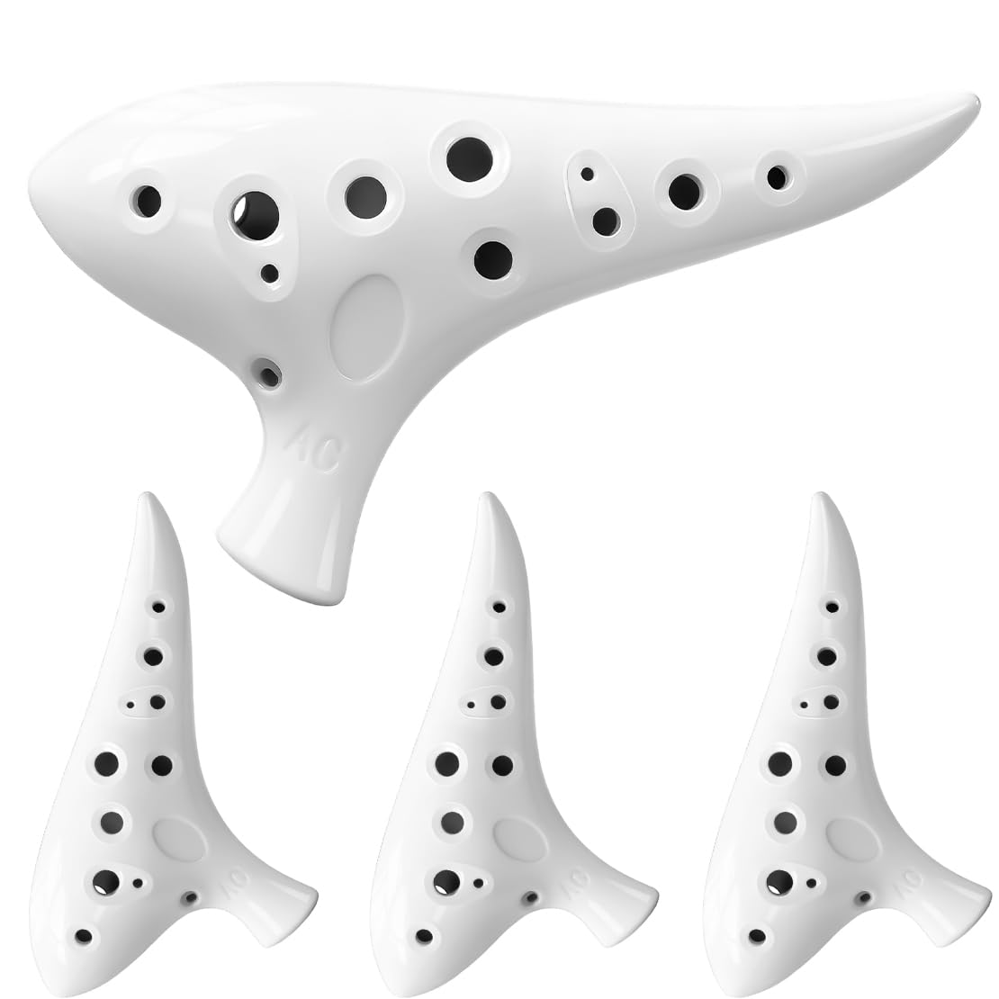 Ocarina 12 fori ceramica bianca in alto C per principianti (bianco 4 pezzi)