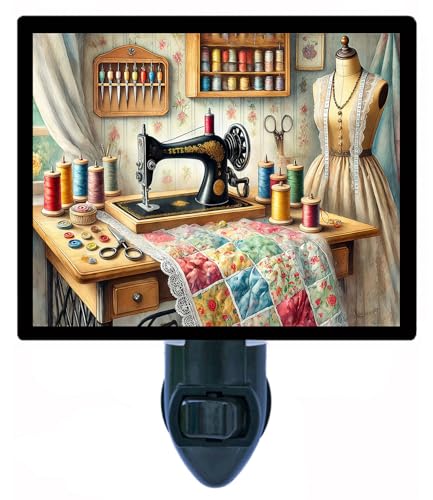 Lámpara de noche diseño máquina de coser con enchufe giratorio