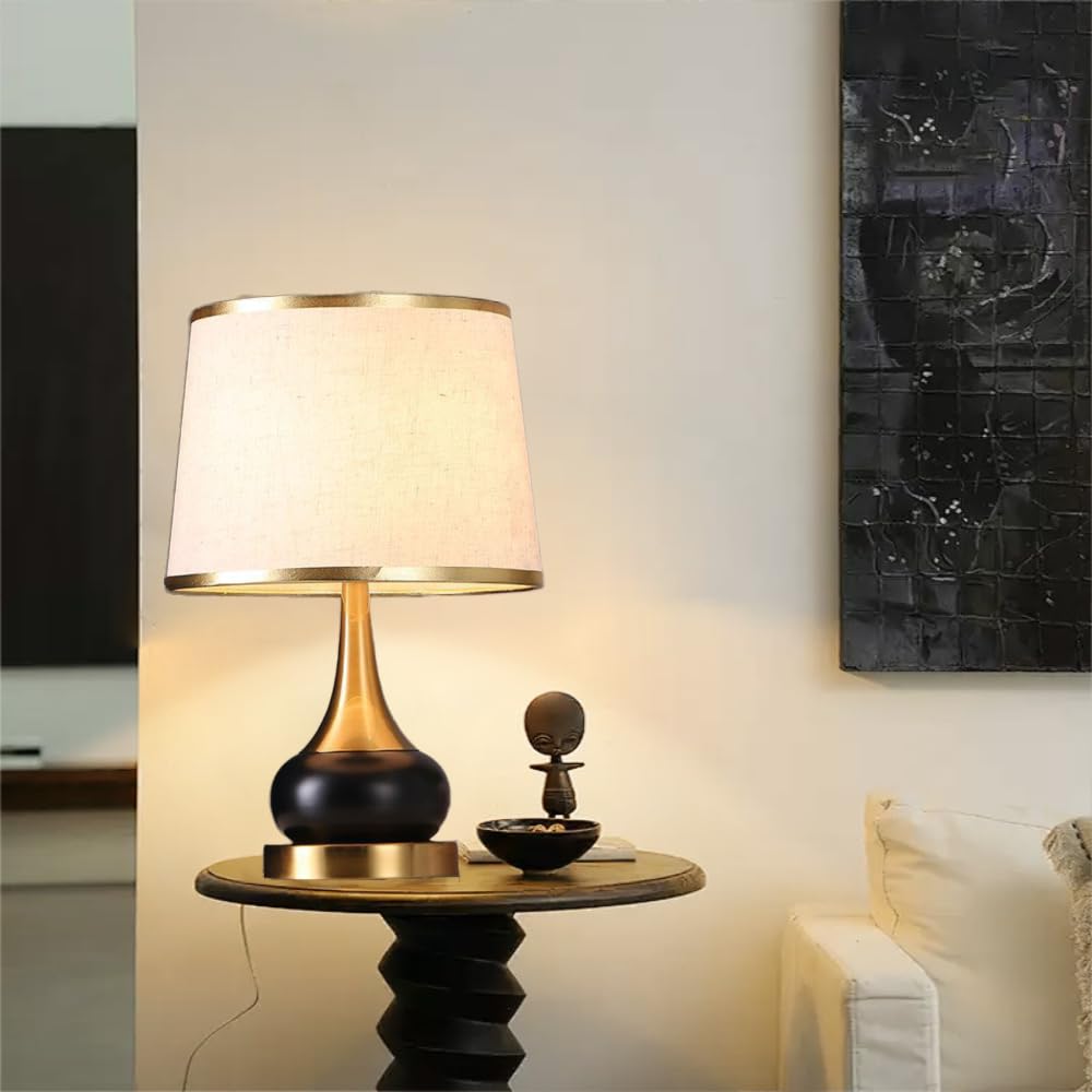 XINYASEE Lampe de table E27 pour la chambre et le salon avec abat-jour en lin et corps en métal, peut être utilisée comme lampe décorative d'hôtel et lampe décorative de chevet (B)