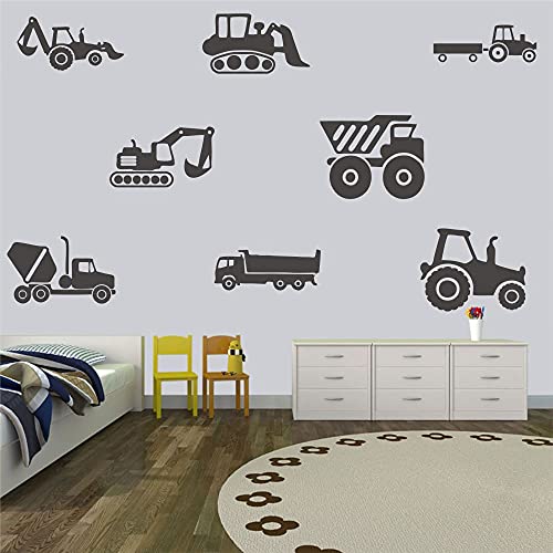 8 Vinilos Decorativos Infantiles Vehículos de Construcción Negro miniatura 4