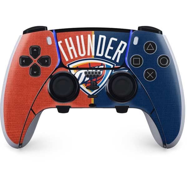 Skinit Decal Gaming Skin Compatible with PS5 DualSense Edge Pro Controller - Officially Licensed NBA OKC Thunder Split Design
