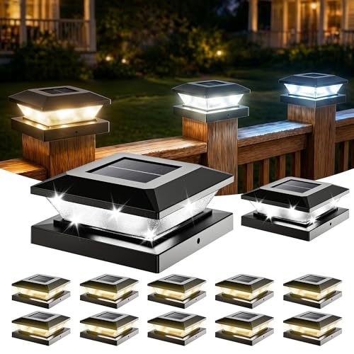 4x4 Solar Post Cap Lights - 12 Pack Fence Deck Post Solar Powered Lights