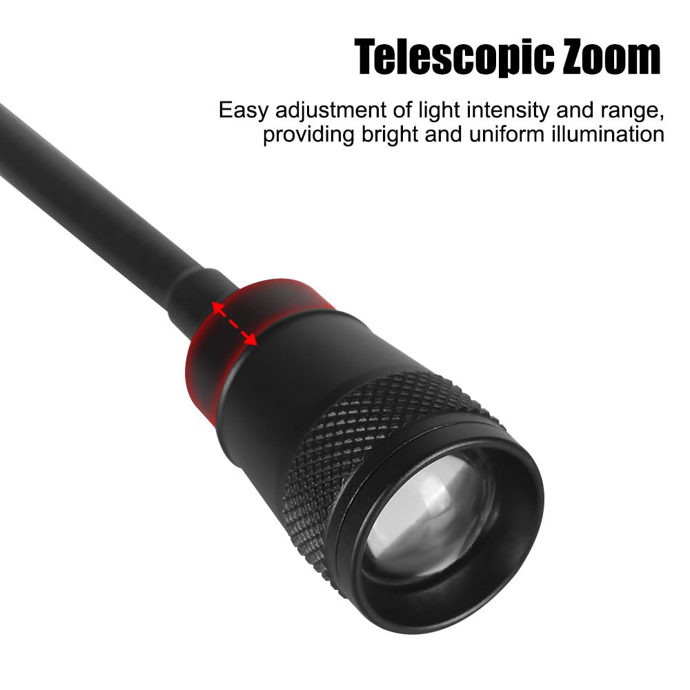 Lampada Barbecue Magnetica, 1/2 Pezzi Luce per Barbecue, Telescopica e Zoom, Luci BBQ con Collo D'oca Flessibile a 360° per Griglie All'aperto Campeggio Picnic