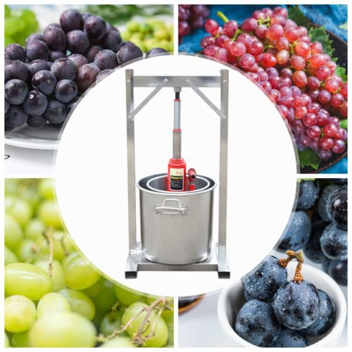 Dyrabrest 3.17Gal Fruit Wine Press, Stainless Steel Fruit Cider Grinder, Manual Press Machine With Triangular Structure & T-Handle, For Cider Tincture Cheese Herb Grape Wine Making #TOP2
