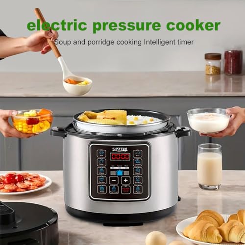 SPZTJK 12-in-1 Electric Pressure Cooker 6 Quart, LED Multifunction Steamer, 24-Hour Presetting Electric Rice Cooker, Pressure Cooker, Slow Cooker, Steamer, Warmer, Multicooker, 1000W, Stainless Steel SP-A27 の商品画像 3