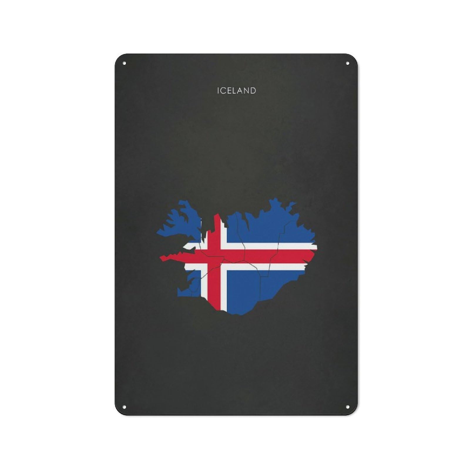 Junmoney Iceland Flag Map Cottage Style Metal Wall Decor 30X20cm, Farmhouse Metal Sign For Kitchen, Cottage, Porch Or Garden Room