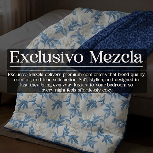Image of Utopia Bedding Microfiber AC Comforter for King Size 220x240 cm - Lightweight, Skin-Safe & Hotel-Style Quilted Blanket with Floral Print Blue
