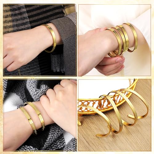 Eid Al Adha Ayatul Kursi Bracelets Bulk for Women Men Eid Mubarak Bracelets Gift Islamic Muslim Jewelry Allah Open Bangle Arabic Calligraphy Cuff Bangle with Box for Islam Party Favor4