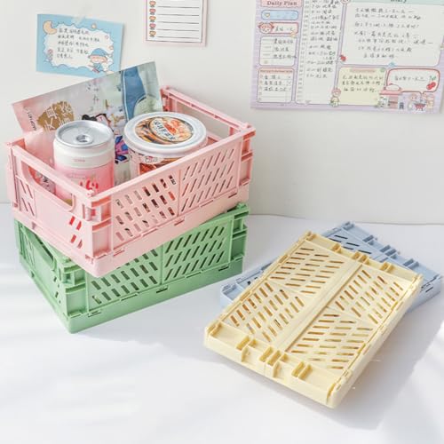 Aiuuee 6 Stücke Klappbox, Klappboxen Faltbar Stabil Groß 25 x 16 x 10cm, Kappkisten Stapelbar, Plastik Klappkorb Faltbare Aufbewahrungsbox für Büro Küche Badezimmer Kinderzimmer Schlafzimmer