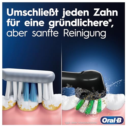 Oral-B Vitality Pro Elektrische Zahnbürste Doppelpack — Electric Toothbrush, Inkl. 2 Aufsteckbürsten — 3 Putzmodi für Zahnpflege, Zahnbürste Elektrisch, Designed by Braun, Schwarz und Blau – Bild 3