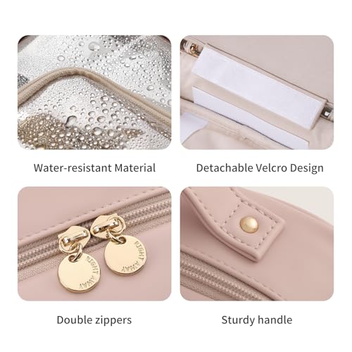 RIGHT AWAY Travel Toiletry Bag for Women, Waterproof Makeup Bag&Case, Portable Cosmetic Organizer Checkered Make up Bag for Full Sized Toiletries，Cosmetics and Travel-Size Accessories,Pink Checkered4