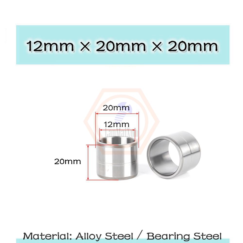 5pcs 12mm×20mm×20mm Alloy Steel Bearing Sleeve, Bearing Steel wear-Resistant Sleeve, Steel Sleeve