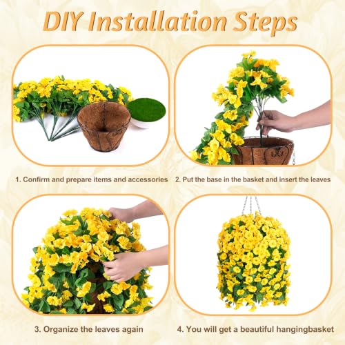 Image of Ammyoo Artificial Faux Hanging Flowers Basket for Fall Outdoor Decor