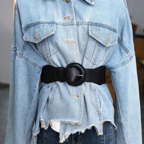Vintage Belt for Women, Elastic Outfits Wide Waist Belt, Pu Leather Corset Belt, Waist Corset Slimming Waistband for Women3