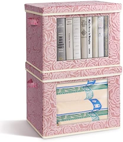 Decorative Storage Boxes with Lids- 15.5"x11.8"x11.8" Sturdy Pink Storage Bins Large Clothes Organizers and Storage Kids Toy Box Plate Storage Organizer for Nursery Bedroom