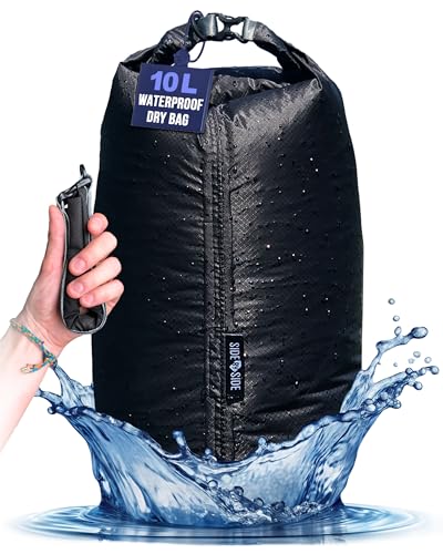SIDE BY SIDE Dry Bag 10 Liter Ultralight Waterproof – Lightweight Compression Sack for Kayaking, Hiking, Beach & Travel – CORDURA Fabric Stuff Sack for Wet Clothes, Gym Gear, Marine, Outdoor Use