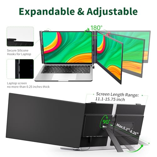 Image of 14 inch Laptop Screen Extender - Ultra Light 1.31lbs FHD 1080P IPS Portable Monitor for Laptops, Attachment Plug & Play Travel Dual Extra Display for 13 inch-17 inch Windows /Mac