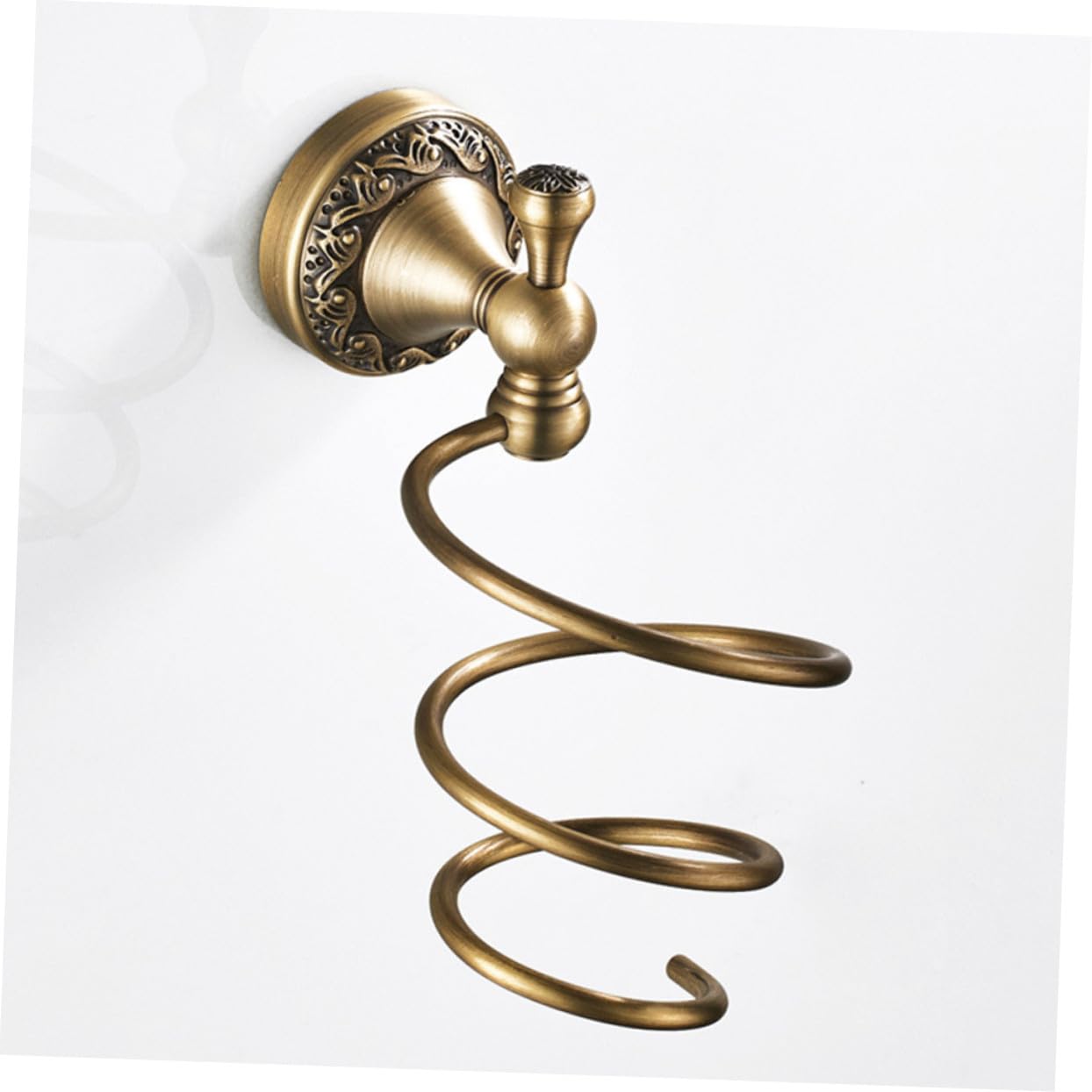 Soporte para Secador de Pelo en Espiral de Pared de Cobre Dorado, Fácil de Instalar, Adecuado para Baño y Peluquería