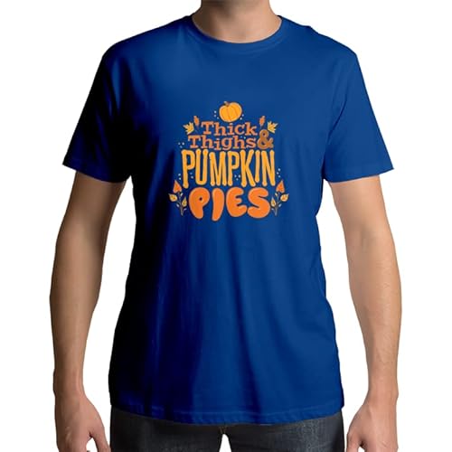 KUSTOMIK Camiseta Hombre - Halloween - Thick Thighs and Pumpkin Pies. Color Azul. Talla XXL Cover