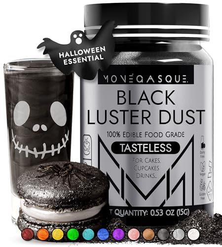 MONÉGASQUE Black Edible Glitter for Drinks &amp; Cakes, Luster Dust, 15g