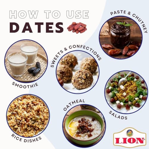 Image of Lion Dates Kimia Mazafati Dates, 1.5kg (500g x 3 Packs) - Premium Soft Khajoor /Khajur, Nutritious Dry Fruits Pack of 3