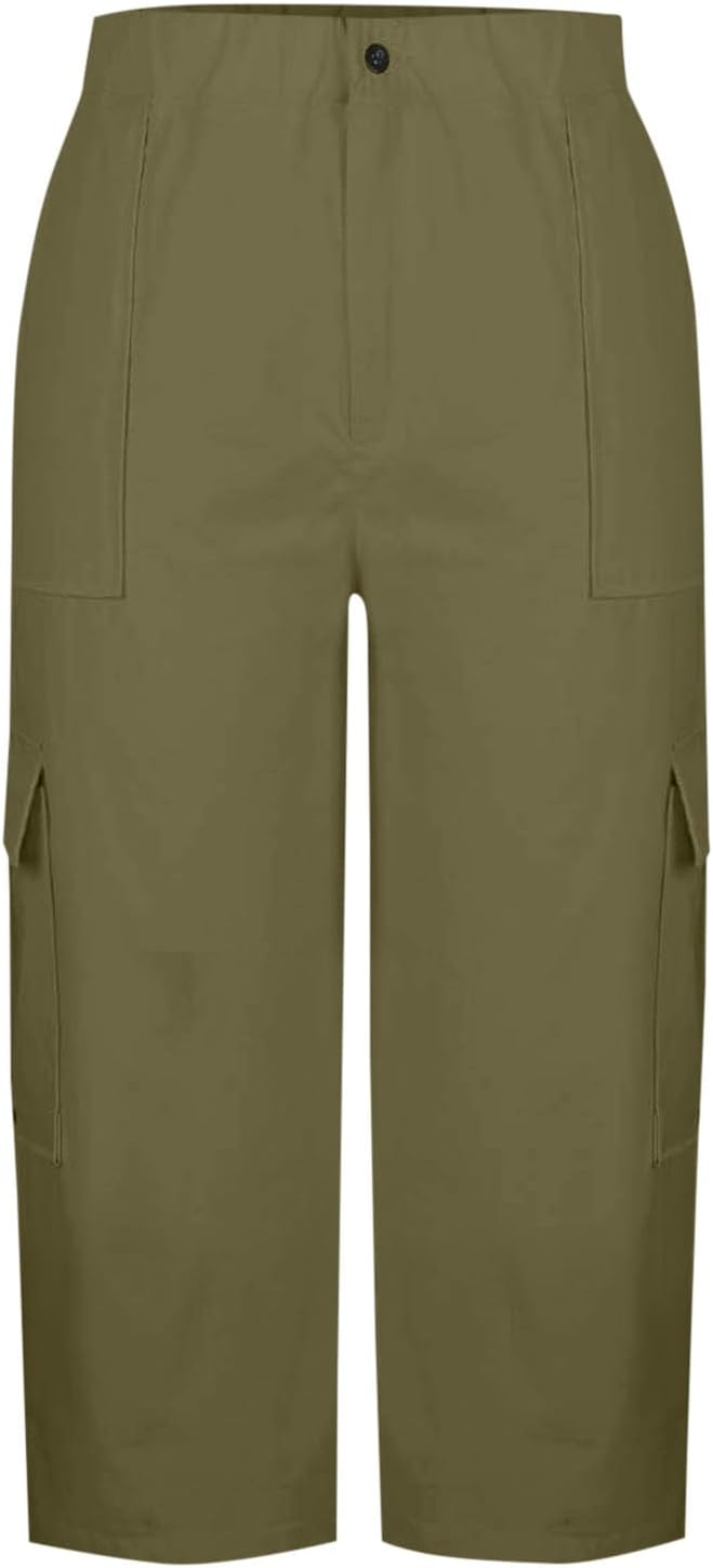 LRMQS Cargo Capris for Women Summer Casual Loose Capri Pants with Pockets Plus Size High Waisted Work Button Cropped Pant - Image 7
