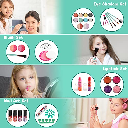 Vextronic Washable Kids Makeup Kit for Girl 43 PCS, Safe & Non-Toxic Girls Makeup Set Toy, Portable Pretend Play Makeup… - Image 4