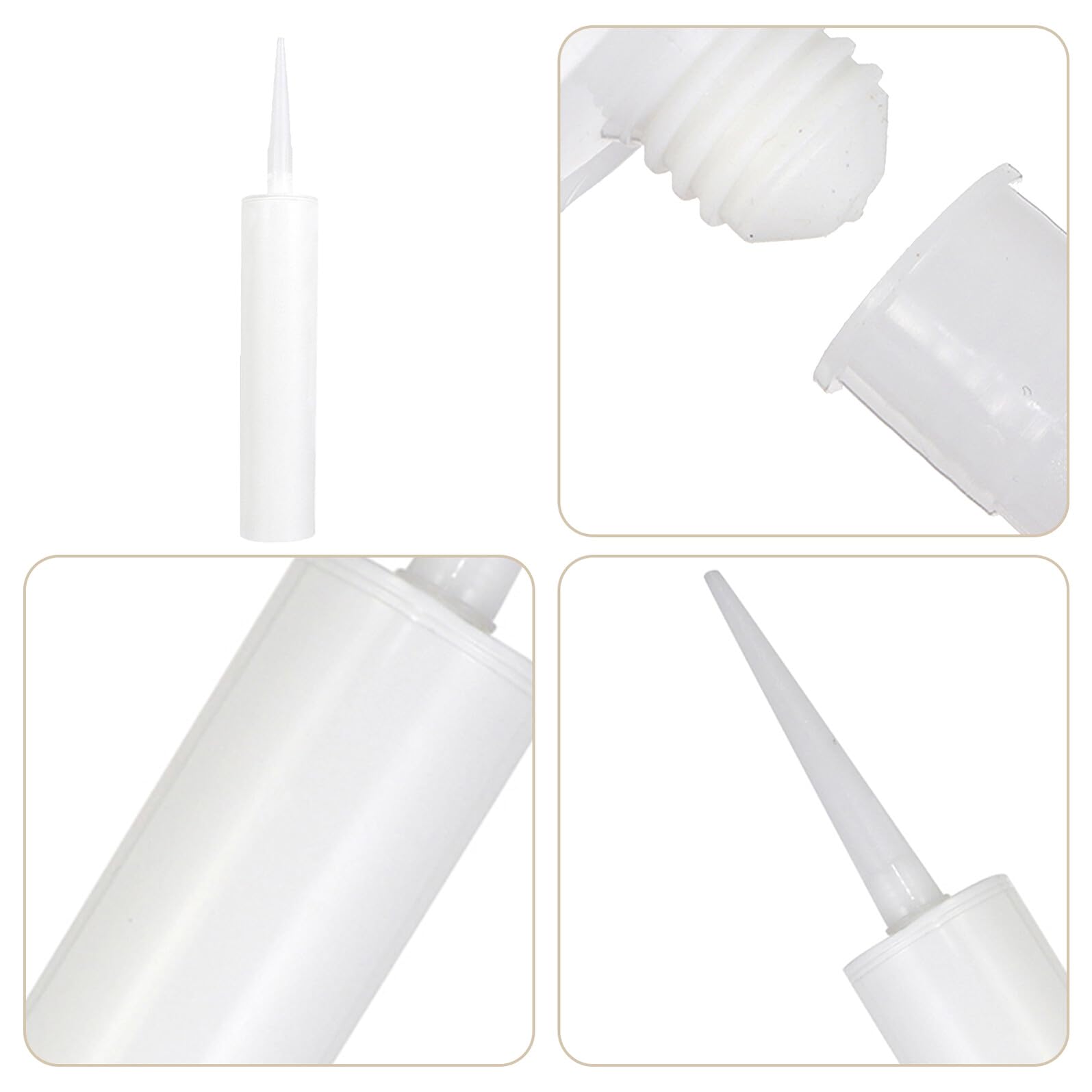 Tube de Mastic Vide Réutilisable 300ml, Lot de 9 Pièces | Plastique Blanc, pour Jointoiement Carrelage et Époxy, Dosage Facile, Usage Solide