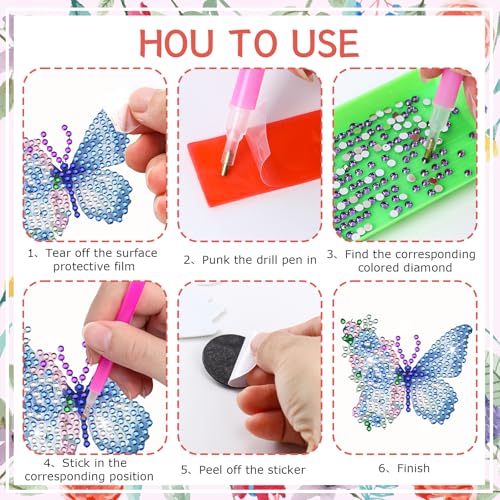 Imanes decorativos para refrigerador con arte de pintura diamante 16 piezas miniatura 5